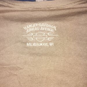 Tan and brown long sleeve Harley Davidson